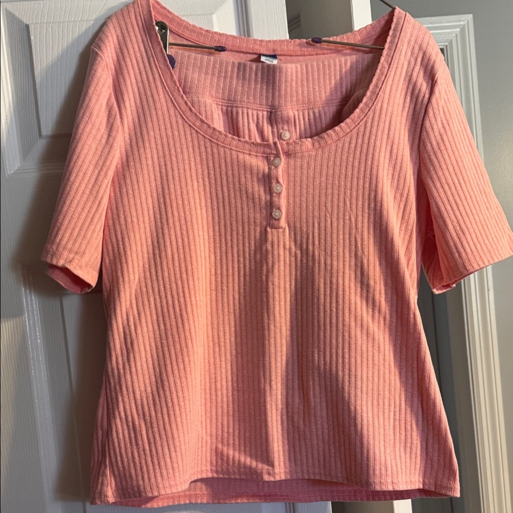 Old Navy Coral Pink Ribbed Short Sleeve leisure set